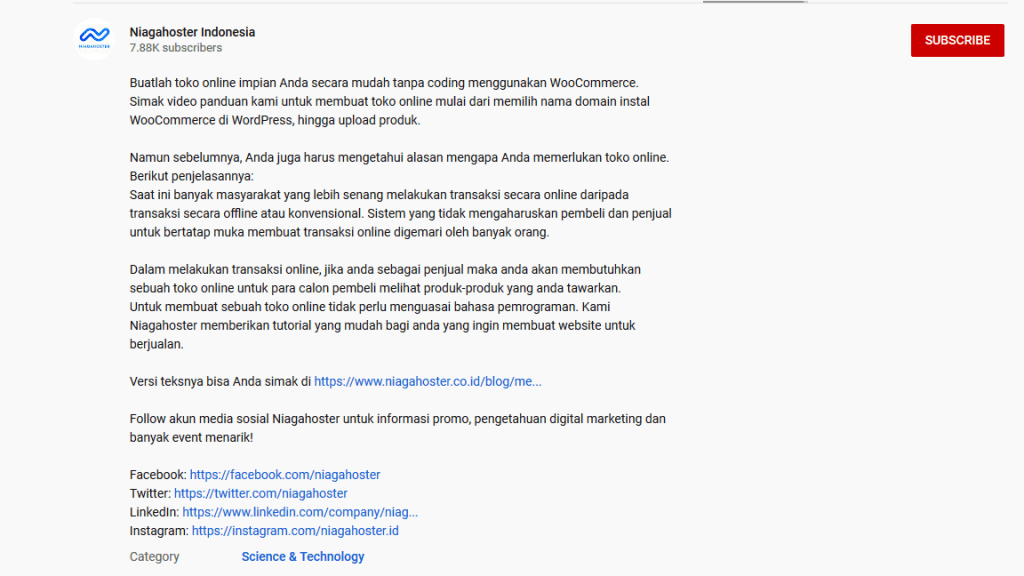 Menambahkan link di deskripsi video untuk menghasilkan uang dari YouTube.