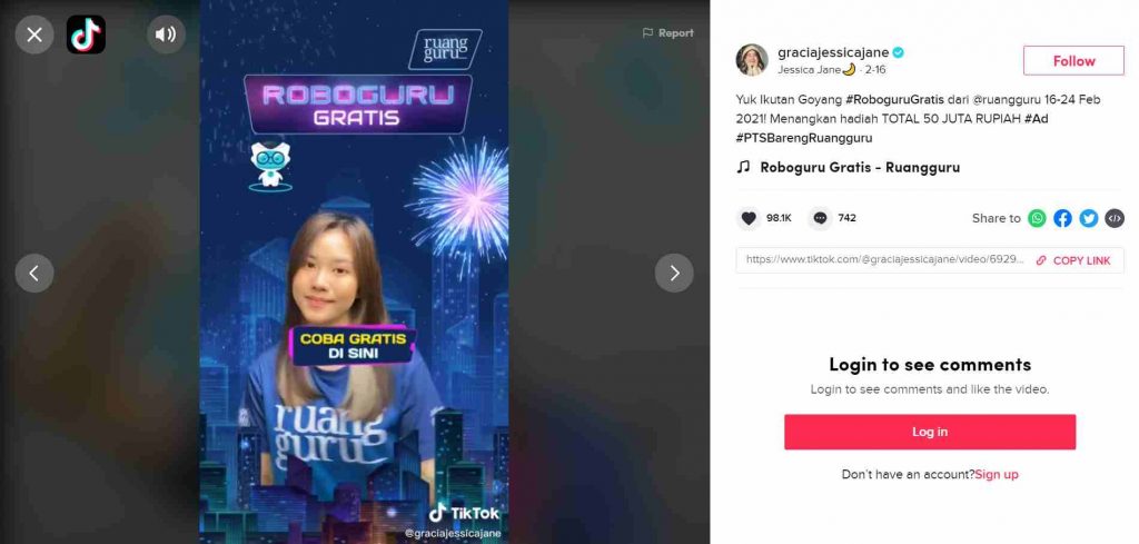 sponsored content post di tiktok